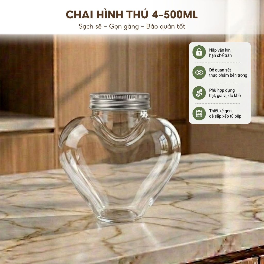 Combo 5 Chai Thú Mùa Hè Dung Tích 400-500ml – Chai Đựng Trà Sữa, Nước Ép, Sinh Tố, Đồ Uống Take Away