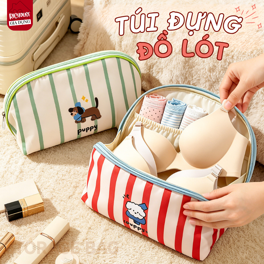 Túi Đựng Đồ Lót Có Khóa Kéo, Túi Sắp Xếp Nội Y Du Lịch Tiết Kiệm Không Gian