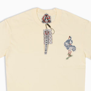 Áo Thun Thêu Chim Công Art 5 màu Áo thun local brand cotton 245 gsm ( Chim công xanh )