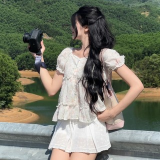 (HAVANA) Áo kiểu nữ LYRA top voan tơ tay bồng phối viền bèo AO991