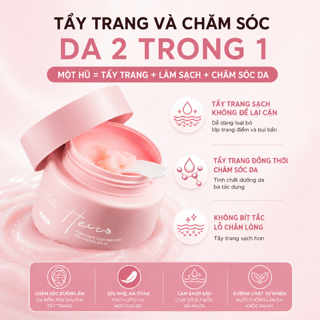 Sáp Tẩy Trang Sạch sâu HEXZE 80g, Tẩy Trang hương hoa trà chăm sóc cho mọi loại da