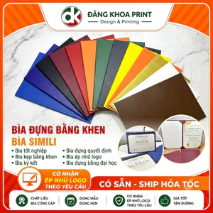 Bìa cứng decal simili kẹp bằng khen - Bìa trình ký - Bìa đựng giấy khen A4 chất bìa decal simili. Có nhận ép nhũ logo