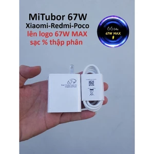 Bộ Sạc Nhanh Cao cấp 67W MAX MiTubor Cho Xiaomi Redmi Poco - Kèm Cáp USB-A to Type-C - Hiển Thị 67W MAX