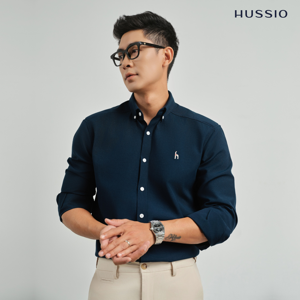 Áo Sơ Mi Độn Vai chất liệu Oxford cao cấp, form regular thoải mái, sang trọng lịch lãm - HUSSIO