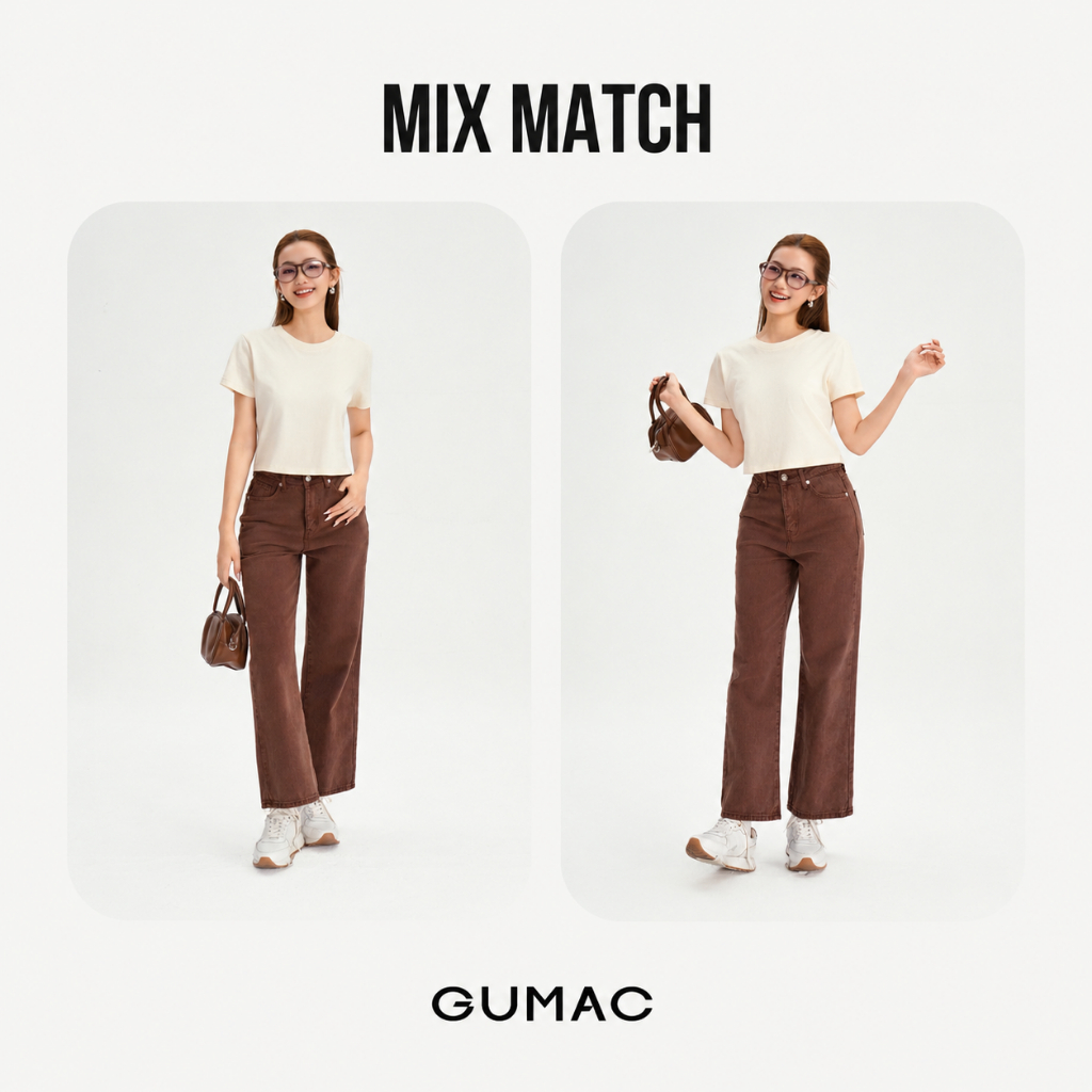 Áo Thun Trơn Nữ GUMAC Form Lửng Cơ Bản Chất Cotton Co Giãn Thoáng Mát LATE1113 - LATG06097