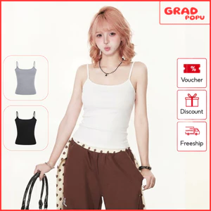 Áo 2 dây nữ GRADPOPU ôm body basic co giãn mềm mịn mặc trong kèm sẵn mút ngực phối đồ cá tính PB95