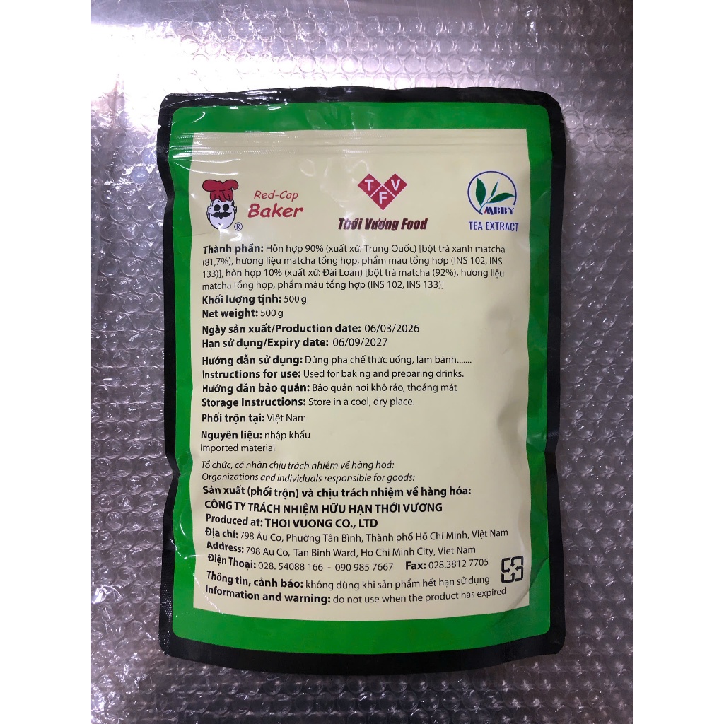 Bột Matcha - bột Trà Xanh 500g, Mũ đỏ (Hà Nội)