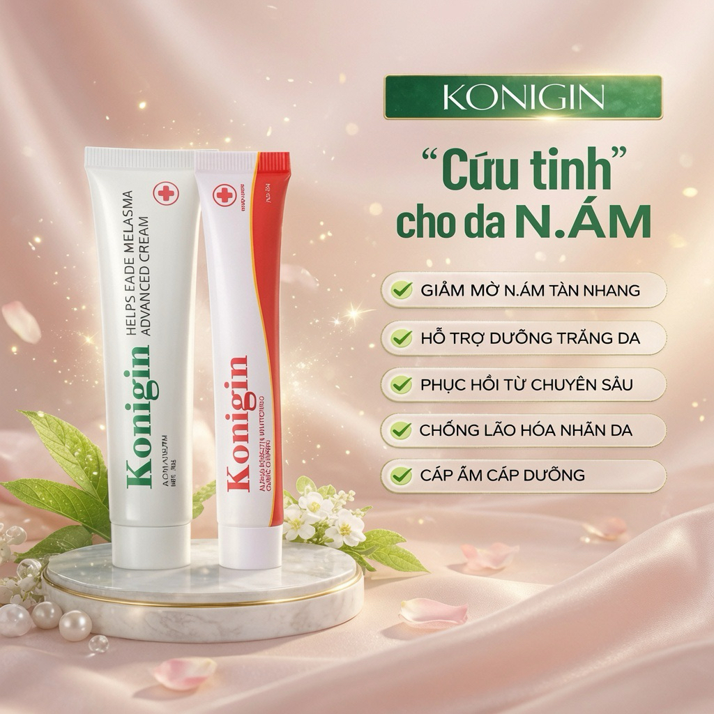 Kem Nám Konigin Hỗ Trợ Mờ Thâm Nám, Dưỡng Trắng, Cấp Ẩm Phục Hồi Da Bộ 2 Món