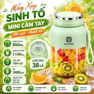 Máy xay sinh tố cầm tay Xiao miQcooko, NÂNG CẤP PIN 2600 mAh, lưỡi dao 18 cánh, công suất 80W- TẶNG kèm nắp uống
