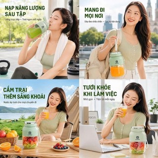 Máy xay sinh tố cầm tay Xiao miQcooko, NÂNG CẤP PIN 2600 mAh, lưỡi dao 18 cánh, công suất 80W- TẶNG kèm nắp uống