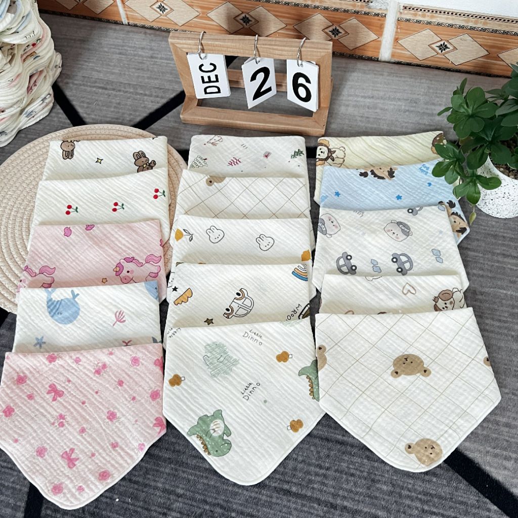 [Set 3/5] Yếm Tam Giác Cho Bé Xô Muslin Cao Cấp An Nhi Baby - Khăn Yếm Ăn Dặm 4 Lớp Siêu Thấm Hút, Mềm Mại Cho Trẻ em