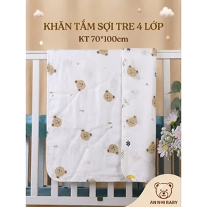 Khăn Tắm Sợi Tre 4 Lớp Organic An Nhi Baby 70x100cm - Khăn Quấn, Chăn Đắp Sơ Sinh Organic Cao Cấp