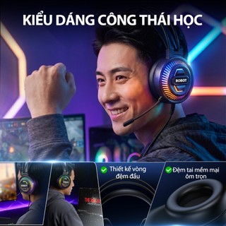 Tai Nghe Chụp Tai Gaming ROBOT RH-G50 Hiệu ứng LED Kiểu Dáng Thể Thao Âm Thanh Rõ Nét