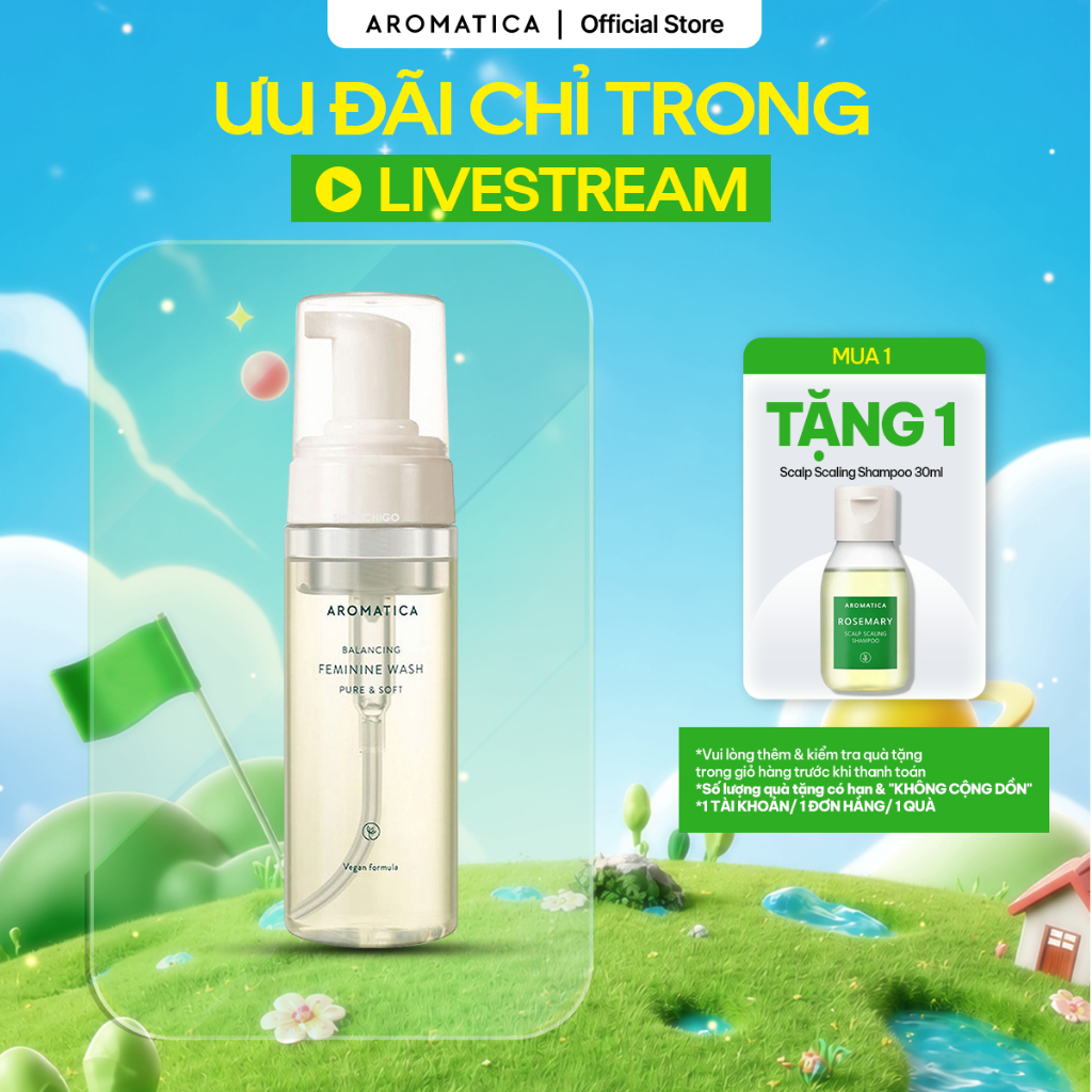 Dung Dịch Vệ Sinh Phụ Nữ Dạng Bọt Dịu Nhẹ AROMATICA Pure & Soft Feminine Wash 170ml