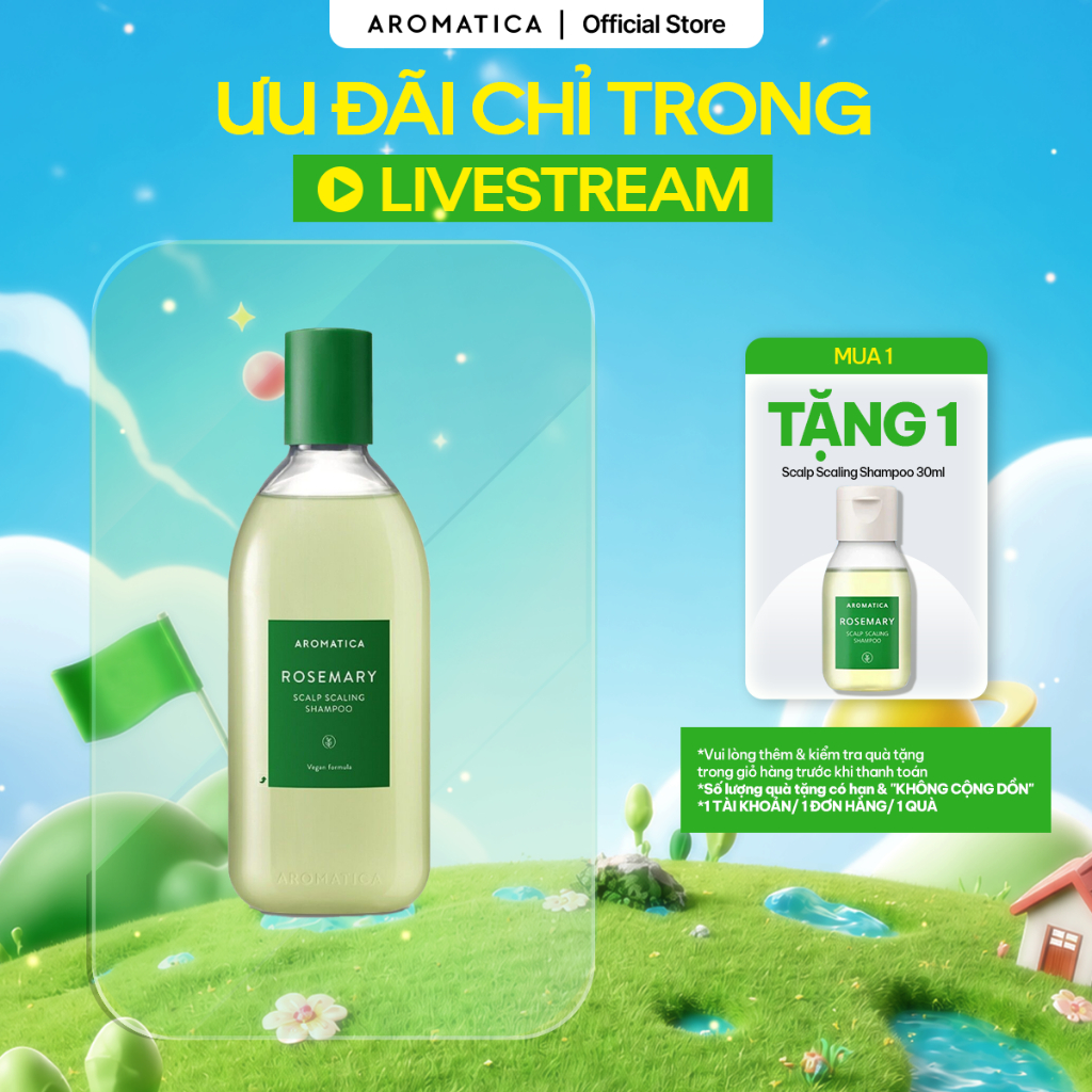 Dầu Gội Ngăn Rụng Tóc AROMATICA Rosemary Scalp Scaling Shampoo 400ml