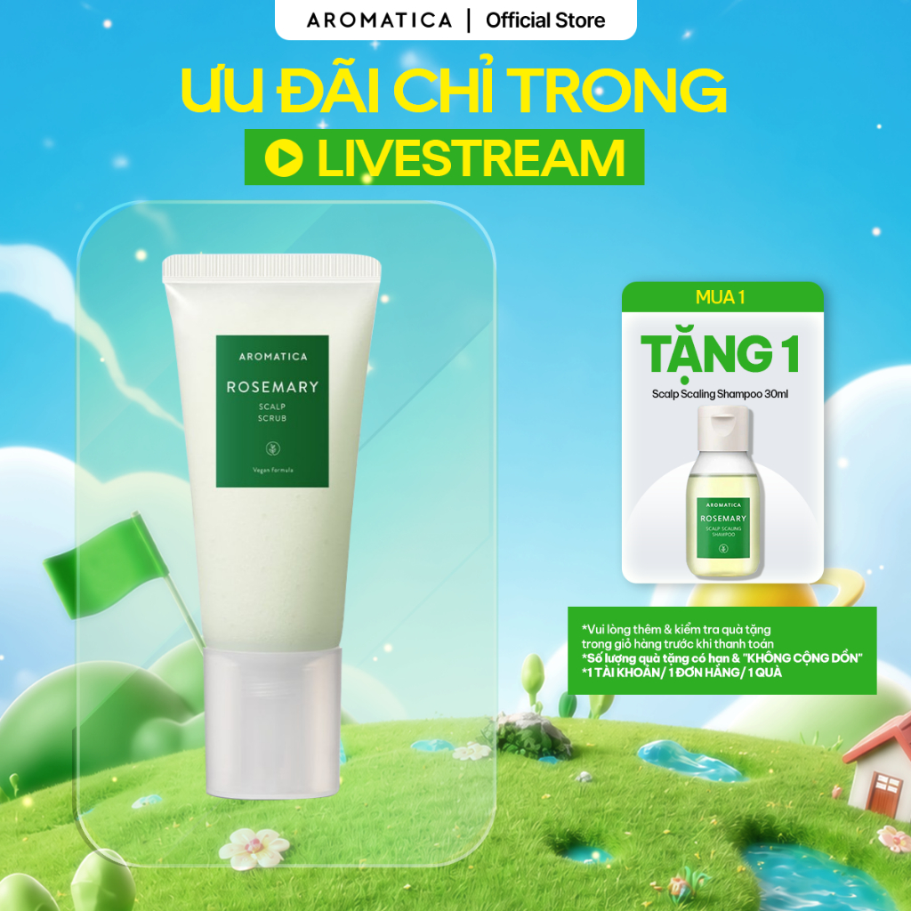Tẩy Tế Bào Chết Da Đầu Chiết Xuất Hương Thảo AROMATICA Rosemary Scalp Scrub 165g