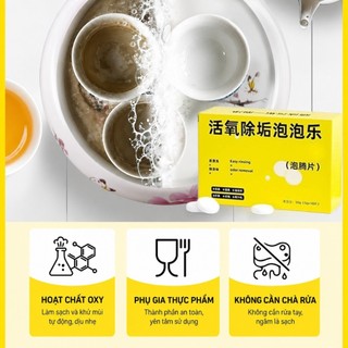 VIÊN SỦI OXY LÀM SẠCH BÌNH GIỮ NHIỆT, BÌNH NƯỚC - COMBO 2 HỘP - TẨY CẶN TRÀ, CẶN CAFE KHỬ MÙI CỐC LY