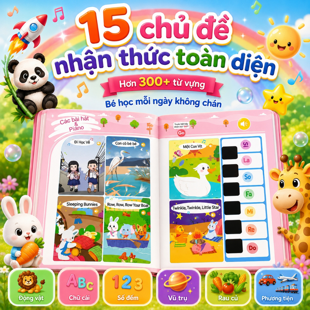 Anh đồ chơi học tập tương tác cho bé trai và bé gái 1+ tuổi đồ chơi giáo dục song ngữ Việt Anh phát âm chuẩn có âm thanh