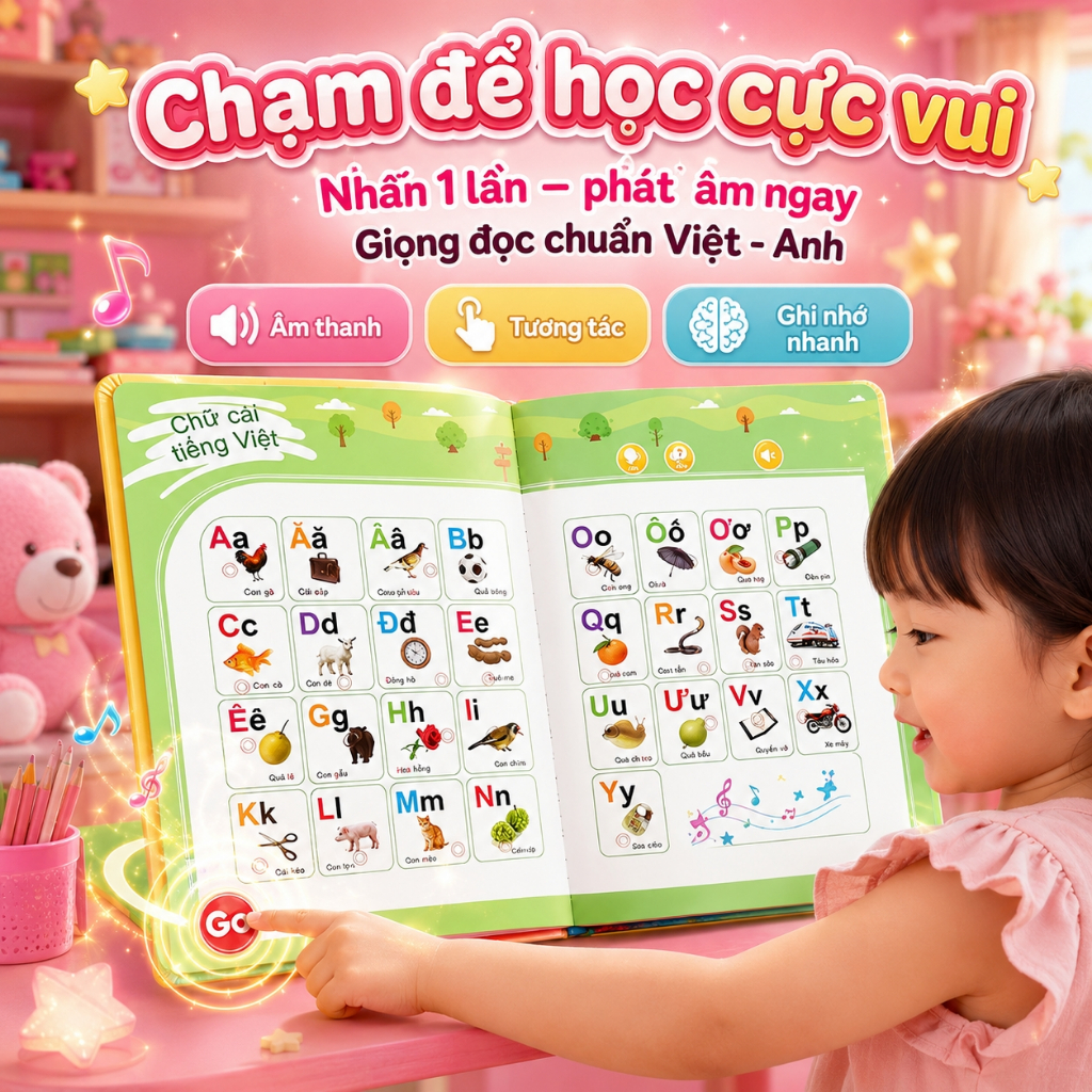 Anh đồ chơi học tập tương tác cho bé trai và bé gái 1+ tuổi đồ chơi giáo dục song ngữ Việt Anh phát âm chuẩn có âm thanh