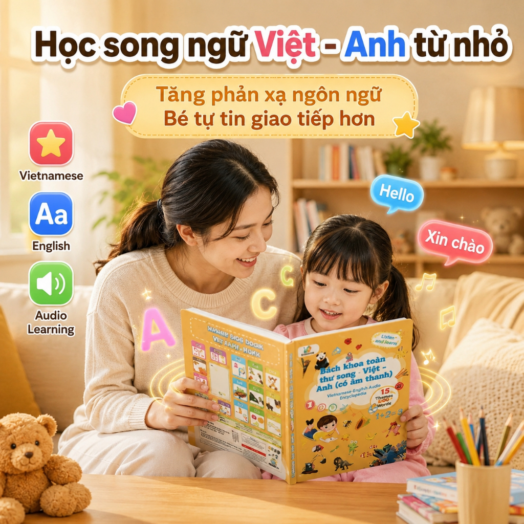 Anh đồ chơi học tập tương tác cho bé trai và bé gái 1+ tuổi đồ chơi giáo dục song ngữ Việt Anh phát âm chuẩn có âm thanh
