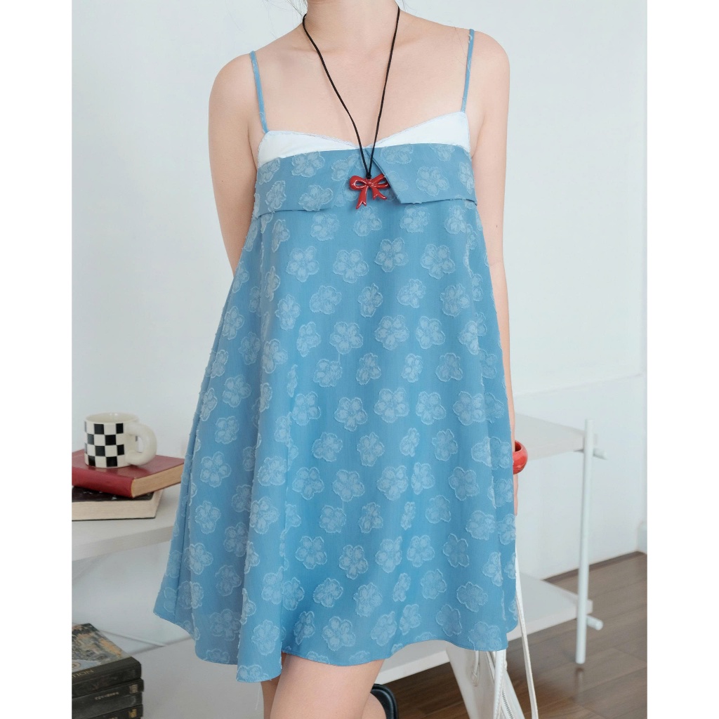 SECODEE Đầm Hai Dây Form Rộng In Hoa Nổi DILLAG DRESS Váy Kaki Babydoll Dễ Thương FSDA2604078