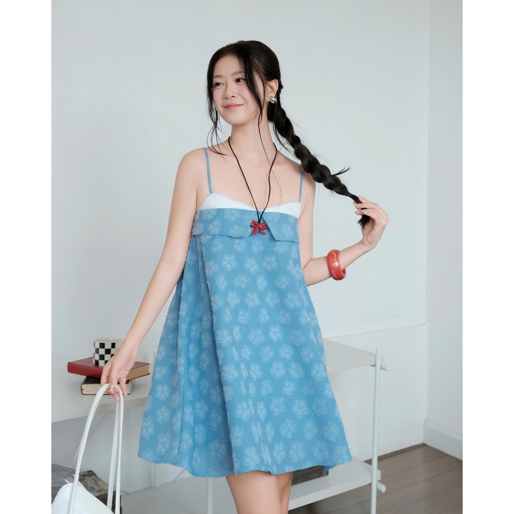SECODEE Đầm Hai Dây Form Rộng In Hoa Nổi DILLAG DRESS Váy Kaki Babydoll Dễ Thương FSDA2604078