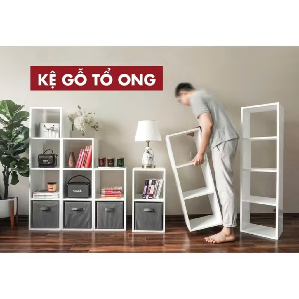Kệ gỗ HỎA TỐC kệ hình tổ ong lắp ráp tiện lợi, kệ 3 tầng Nhu Y Decor