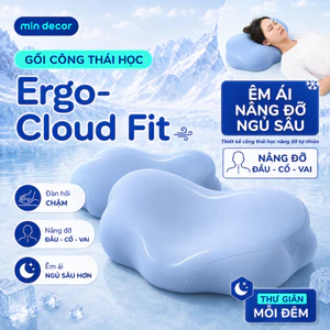 Gối Memory Foam Ergo-Cloud Fit Mịn Decor, Gối Công Thái Học GIảm Đau Cổ Vai Gáy Thông Minh