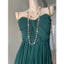 đầm dạ hội xanh rêu voan đập li mặc 2 kiểu size L 2hand