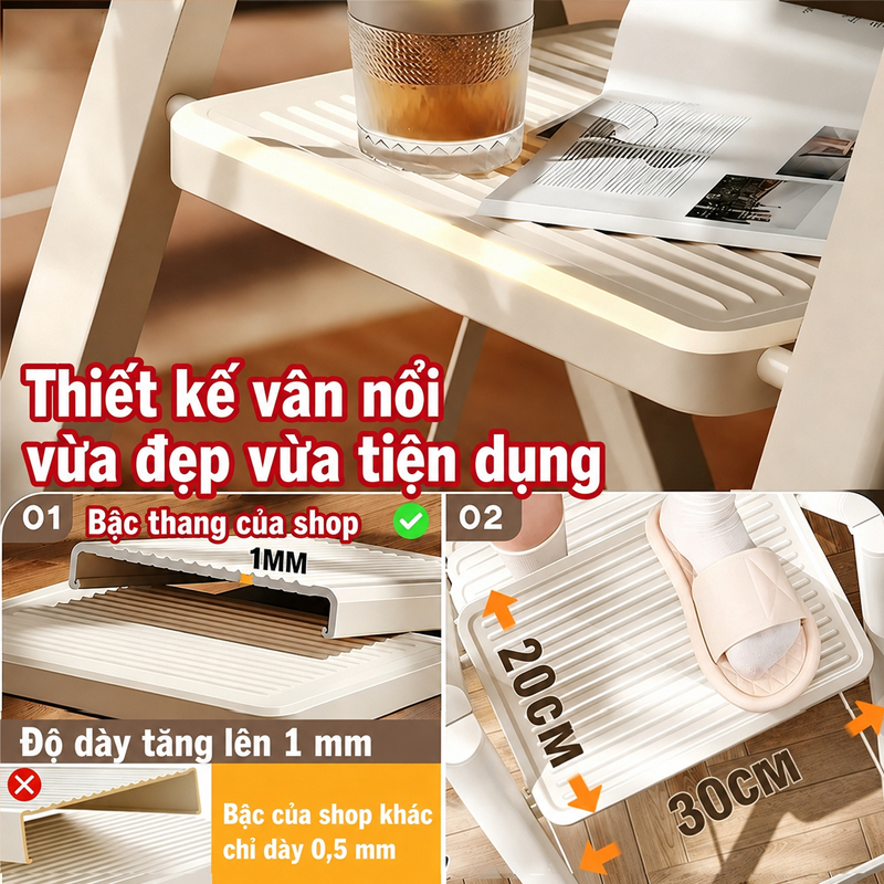 Thang Chữ A Gấp Gọn Thép Chịu Lực Chân Đế CHống Trơn Trượt Chống ẩm chống rỉ 2 - 3 - 4 - 5 Bậc