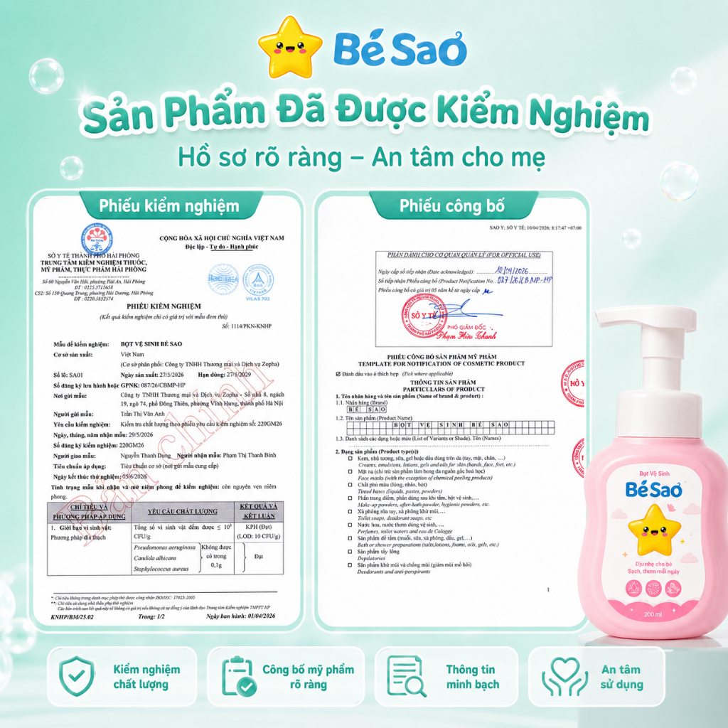 Dung Dịch Vệ Sinh Dạng Bọt Cho Bé Làm Sạch Dịu Nhẹ, Khử Mùi Vùng Kín, Giảm Hăm Ngứa