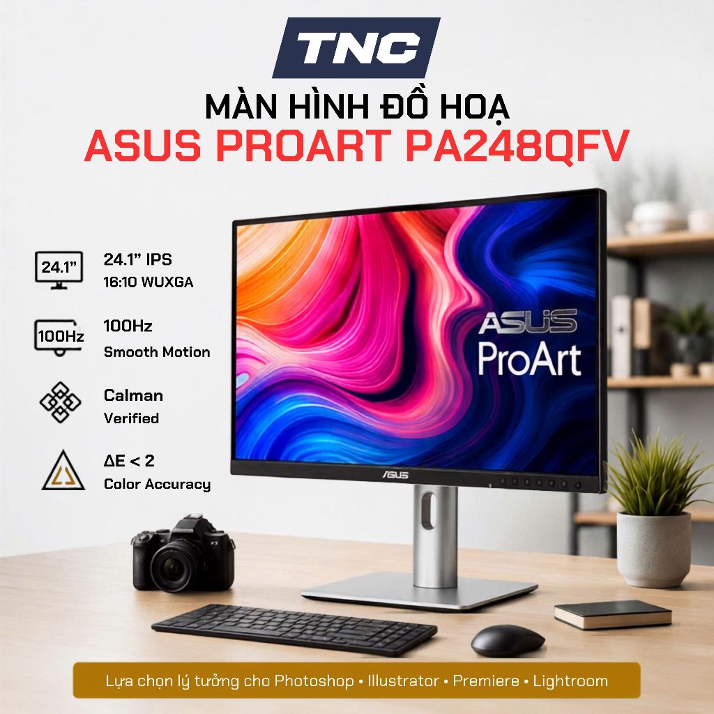 Màn Hình Đồ Hoạ ASUS ProArt PA248QFV 24 Inch/ WUXGA/ IPS/ 100Hz/ 5ms - Bảo Hành 36 Tháng - TNC STORE