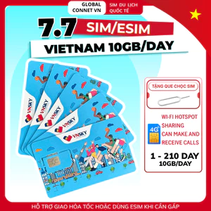 Sim/esim VIETNAM 10GB/day Có Nghe Gọi Tặng Que Chọc Sim