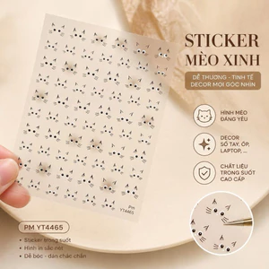 l Sticker Mèo Xinh Trong Suốt PM Decor Nail Dán Móng DIY Trang Trí Sổ Tay Laptop Ốp Điện Thoại NC10