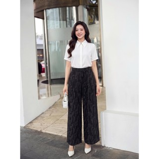 Quần Ống Rộng 𝐂𝐂𝐇𝐀𝐓 Dáng Suông Caliora Kiểu Dây Đai Trang Trí Chất Liệu Tuytsi Cao Cấp 16QDD2039ST
