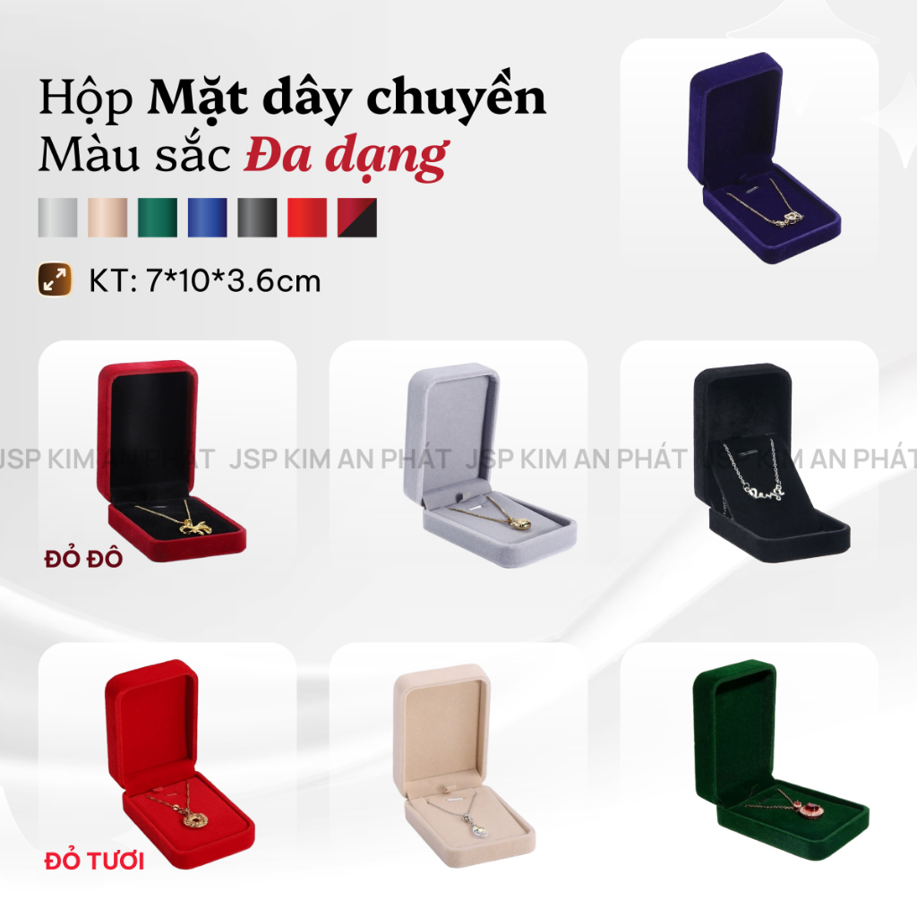 Hộp đựng dây chuyền JSP nỉ nhung nhận in Logo hộp dây chuyền hộp đựng trang sức bông tai JSP