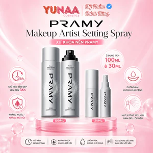 Xịt Khoá Nền Makeup PRAMY Artist Setting Spray - Vỏ Bạc - Khóa Chặt Lớp Trang Điểm Bền Bỉ, Kiềm Dầu, Dưỡng Ẩm