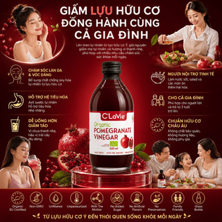 Giấm Lựu Hữu Cơ C’LaVie 500ml – Tinh Túy Lên Men Tự Nhiên Từ Ý