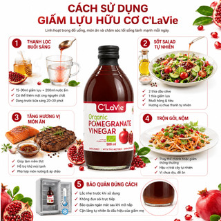 Giấm Lựu Hữu Cơ C’LaVie 500ml – Tinh Túy Lên Men Tự Nhiên Từ Ý