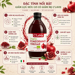 Giấm Lựu Hữu Cơ C’LaVie 500ml – Tinh Túy Lên Men Tự Nhiên Từ Ý