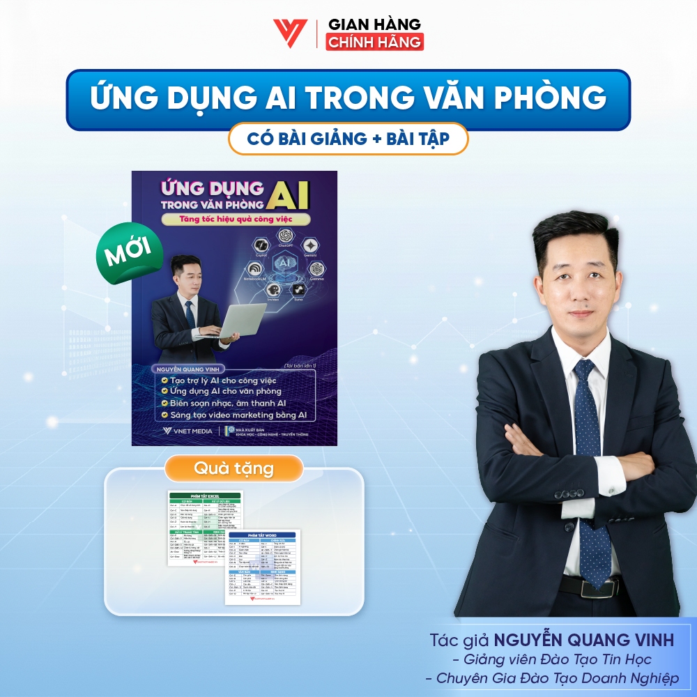 Sách Ứng Dụng AI Trong Văn Phòng ĐÀO TẠO TIN HỌC Tối Ưu Công Việc Kèm Video Bài Giảng - D10