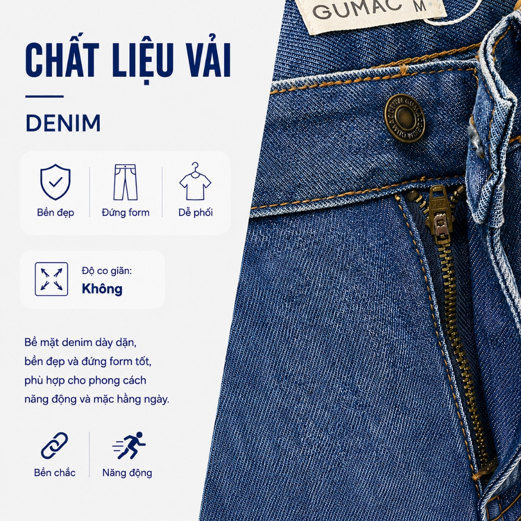 Quần Jeans Nữ Ống Suông GUMAC Chất Liệu Jean Mềm Form Basic Dễ Mix Đồ LQJE1109