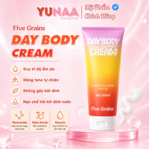 Kem dưỡng trắng da Cao cấp FIVE GRAINS - Ban Ngày - Niacinamide, Alpha-Arbutin nâng tone 200ML