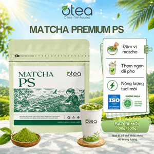Bột Matcha PS OTEA 500g/100g màu xanh ngọc sâu, umami cân bằng dùng trong pha chế