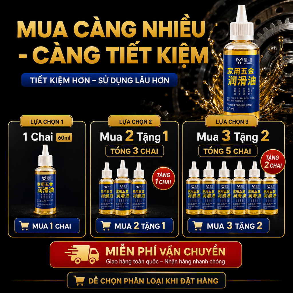 Dầu Bôi Trơn Đa Năng 60ml｜Dùng Cho Ổ Khóa, Bản Lề, Ray Trượt｜Giảm Kẹt, Giảm Tiếng Ồn, Hỗ Trợ Chống Gỉ