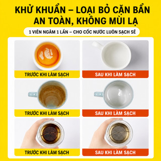 VIÊN SỦI OXY LÀM SẠCH BÌNH GIỮ NHIỆT, BÌNH NƯỚC - COMBO 2 HỘP - TẨY CẶN TRÀ, CẶN CAFE KHỬ MÙI CỐC LY