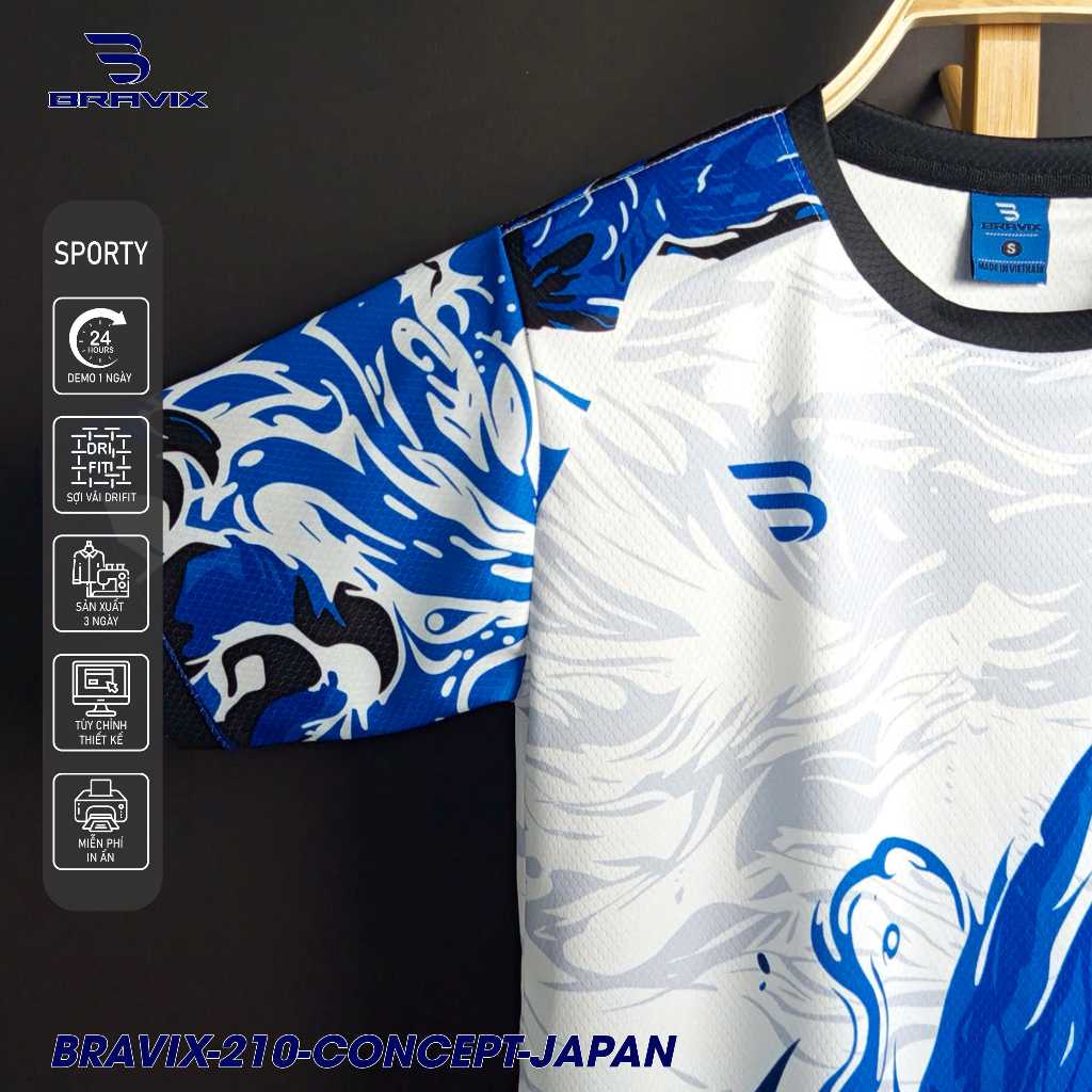 BRAVIX ÁO KHÔNG LOGO Blue Dragon – Bộ Quần Áo Bóng Đá Thiết Kế Độc Quyền, Concept Riêng, Vải Mè Caro Dri-FIT Cao Cấp