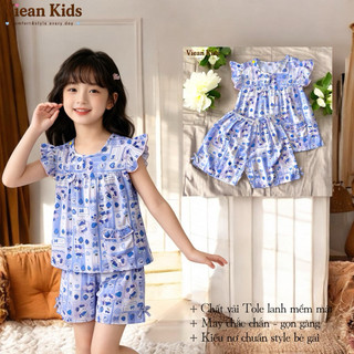 Đồ Bộ Tole lanh bé gái từ 8 - 25Kg quần đùi tay cánh tiên