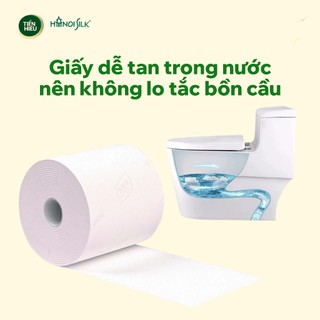 Giấy Vệ Sinh HaNoi Silk Xanh Dương 3 Lớp, Bịch 10 Cuộn Không Lõi Mềm Mịn, Tan Ngay Trong Nước