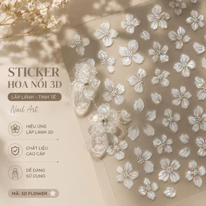 Sticker Hoa Nổi 3D Hologram – Sticker Dán Móng Nail Hoa 5 Cánh Lấp Lánh Nail Art DIY NC11